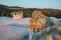 Sunrise at a rock phenomenon The Stone Mushrooms, Bulgaria