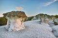 Sunrise at a rock phenomenon The Stone Mushrooms, Bulgaria