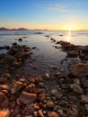 Sunrise on the rocky coast of Black sea Royalty Free Stock Photo