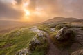 Sunrise on Saddle tor Dartmoor national park devon uk