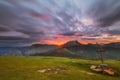 Sunrise at Saibigan peak in Urkiola