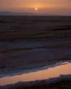 Sunrise at salt dry lake Royalty Free Stock Photo