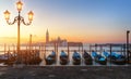 Sunrise in San Marco square, Venice, Italy. Venice Grand Canal. Royalty Free Stock Photo