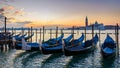 Sunrise in San Marco square, Venice, Italy. Venice Grand Canal. Architecture and landmarks of Venice. Venice postcard with Venice Royalty Free Stock Photo