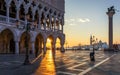 Sunrise in San Marco square, Venice, Italy. Venice Grand Canal. Royalty Free Stock Photo