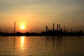 Sunrise scene of Oil refinery Royalty Free Stock Photo
