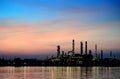 Sunrise scene of Oil refinery Royalty Free Stock Photo