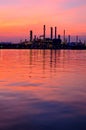 Sunrise scene of Oil refinery Royalty Free Stock Photo