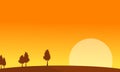 At sunrise scenery with tree backgrounds