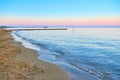 Sunrise On the Sea. Adriatic sea with shore. Lignano Sabbiadoro, Italy. Royalty Free Stock Photo