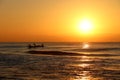 Sunrise over beach at Puri in Odisha, India Royalty Free Stock Photo