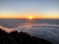 Sunrise and sea of clouds at the campsite Royalty Free Stock Photo