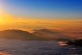 Sunrise with sea of clouds Royalty Free Stock Photo