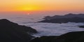 Sunrise with sea of clouds in the Pyrenees Royalty Free Stock Photo