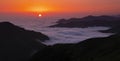 Sunrise with sea of clouds in the Pyrenees Royalty Free Stock Photo