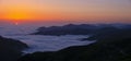 Sunrise with sea of clouds Royalty Free Stock Photo