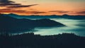 Sunrise sea of fog moving over mountain range Royalty Free Stock Photo