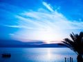 Sunrise on the Sea of Galilee at Lake Tiberius Royalty Free Stock Photo