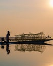 Sunrise at the The sea of red lotus, Lake Nong Harn, Udon Thani, Thailand