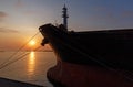 Sunrise in seaport of Odesa Royalty Free Stock Photo