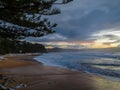 Sunrise at the seaside with large and powerful sets