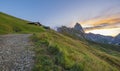 Sunrise at Seceda, Dolomites, Italy, Golden hues kiss the rugged landscape