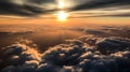 Sunrise seen from the air, dramatic view. Sky, heaven image. Generative AI. Royalty Free Stock Photo