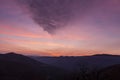 Sunrise seen from the Sanctuary of the Beata Vergine di Castelmonte. View on the mountains of Slovenia. Royalty Free Stock Photo