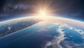 Sunrise seen from space above the Earth Royalty Free Stock Photo