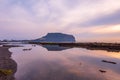 Sunrise at Seongsan ilchulbong in Jeju island,South Korea Royalty Free Stock Photo