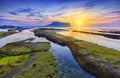 Sunrise at Seongsan Ilchulbong, Jeju island, South Korea. Royalty Free Stock Photo