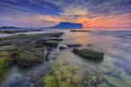 Sunrise at Seongsan Ilchulbong, Jeju island, South Korea. Royalty Free Stock Photo