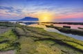 Sunrise at Seongsan Ilchulbong, Jeju island, South Korea. Royalty Free Stock Photo