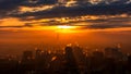 Sunrise of Seoul city with Lotte World tower in winter Seoul South Korea Royalty Free Stock Photo