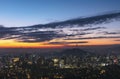 Sunrise of Seoul city with namsan Seoul tower Royalty Free Stock Photo