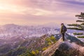 Sunrise at Seoul City Skyline, The best view of South Korea. Royalty Free Stock Photo