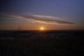 Sunrise in Seville: An impressive sunrise over the bridge of the fifth centenary, landscape of the silhouette of Seville