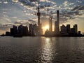 Sunrise between Shanghai towers