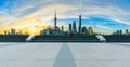 Sunrise Shanghai urban architectural landscape and square ground Royalty Free Stock Photo