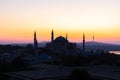 Sunrise silhouette of Hagia Sophia Mosque, Istanbul, Turkey Royalty Free Stock Photo