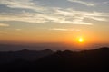 Sunrise and Silhouette Mountain at Thong Pha phum