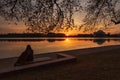 Sunrise with Silhouette under Cherry Tree Branches at Tidal Basin Washington DC