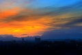 Sunrise in sky beautiful colorful before dawn nature landscape with city silhouette Royalty Free Stock Photo