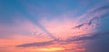 Sunrise sky with clouds. Sunset Sky on Twilight in the Evening with Sunset. Cloud Nature Sky Backgrounds. Dusk clouds. Royalty Free Stock Photo