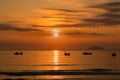 Sunrise Sky With Fishing Boats