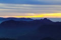 The sunrise sky and the morning mist at the Adam's Peak, Sri Lanka Royalty Free Stock Photo