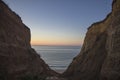 Sunrise sky over Black sea, Ukraine. View from canyon on the coast. Oroginal composition. Royalty Free Stock Photo