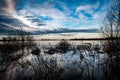 Sunrise and sky over fenland Royalty Free Stock Photo