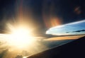 Sunrise sky view on plane