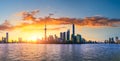 Sunrise Skyline and Cityscape in Shanghai